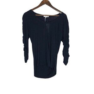 Sundry NWT Oaklee Shirred‎ Sleeve Knit Tee Navy Blue Size 1 Small